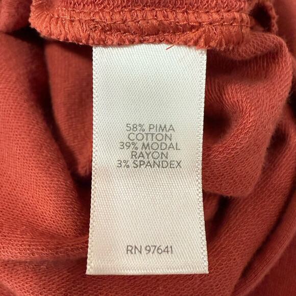 Pure Jill Tie Waist Maxi Dress L Petite Rust Affinity French Terry Side Slit NEW - Picture 10 of 12